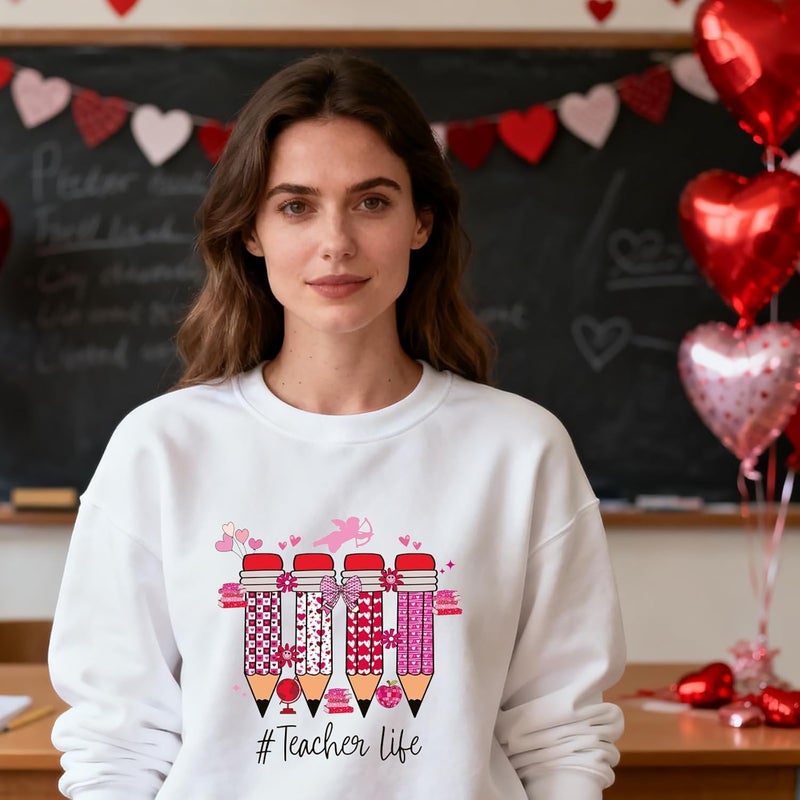 Shejdgart Dtf Transfers Ready to Press - 24 Pcs Valentines Day Teacher Iron on Patches for T-Shirts, Bow Pen Heart Iron on Stickers Heart Hear Heat Transfer Vinyl Decals for DIY Fabric Clothes Decor - Image 4